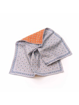 Powder Blue/Brick Neat Print Reversible Pocket Square