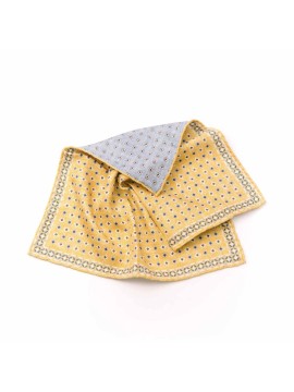 Yellow/Powder Blue Neat Print Reversible Pocket Square