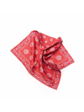 Red Medallion/Floret Neat Print Reversible Pocket Square