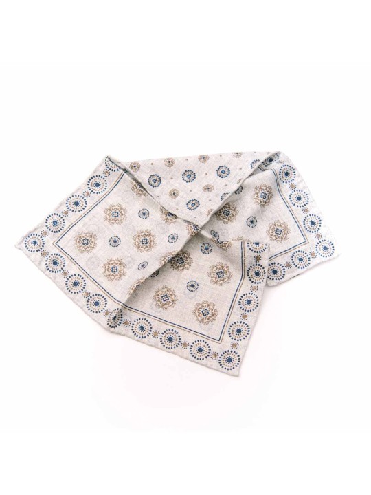 Grey  Medallion/Floret Neat Print Reversible Pocket Square