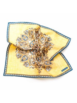 Yellow/Brown Persian Print Pocket Square