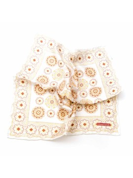 Beige/Rust Medallions Print Pocket Square