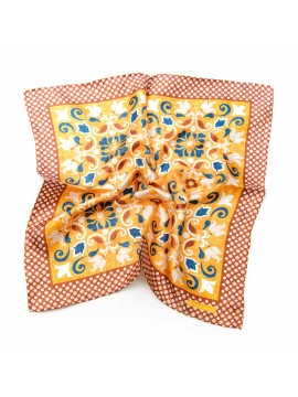 Burnt Orange/Sienna/Denim Persian Print Pocket Square