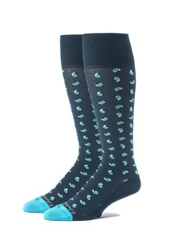 Navy/Deep Sky Blue Oc Mini Pines Melange Socks