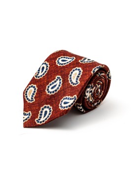 Brown Pines Silk Shappe Diamante Print Tie