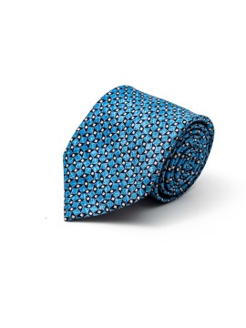 Denim/Navy Diamond Links Silk Shappe Diamante Print Tie