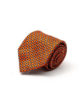 Rust/Navy Diamond Links Silk Shappe Diamante Print Tie