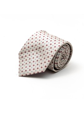 Off White/Lt. Red Floret Neat Silk Tie