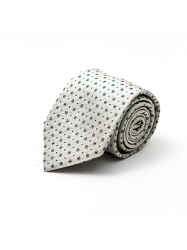 Off White/Persian Green Floret Neat Silk Tie