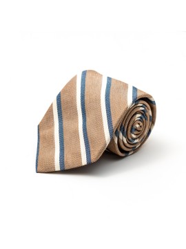 Sand/Denim/Beige Stripes Cotton/Silk Tie