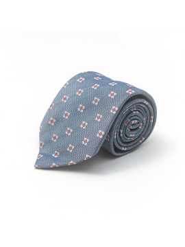 Denim/Lt. Coral/Beige Neat Cotton/Silk Tie