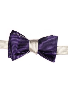 Silver/Purple Formal Reversible Bow Tie