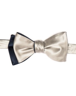 Navy/Silver Formal Reversible Bow Tie