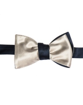 Navy/Silver Formal Reversible Bow Tie