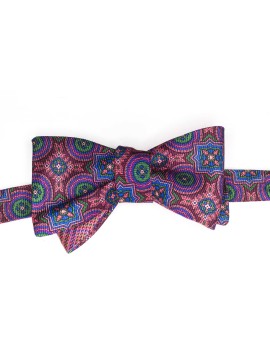 Plum/Lawn Medallions/Glen Reversible Bow Tie 