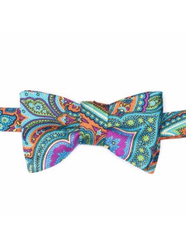 Orange Paisley/Neat Reversible Bow Tie 