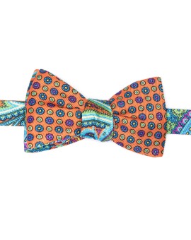 Orange Paisley/Neat Reversible Bow Tie 