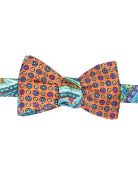 Orange Paisley/Neat Reversible Bow Tie 